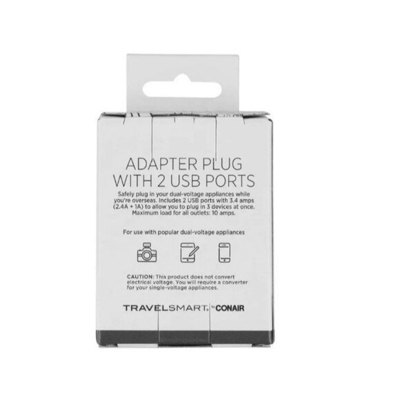 Travel Smart by Conair EU Adapter Plug with Outlet and 2 USB Ports - Picture 10 of 12